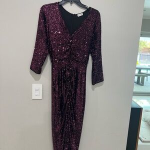 Iorane’s Sparkling Long Sleeve Dress in Rich Burgundy